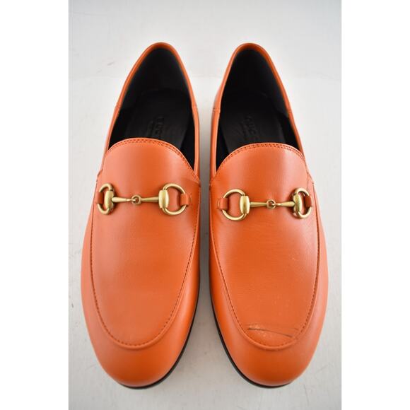 Gucci Brixton Collapsible Deep Orange Leather Horsebit Slipper Flat Loafer 36 - Picture 7 of 16